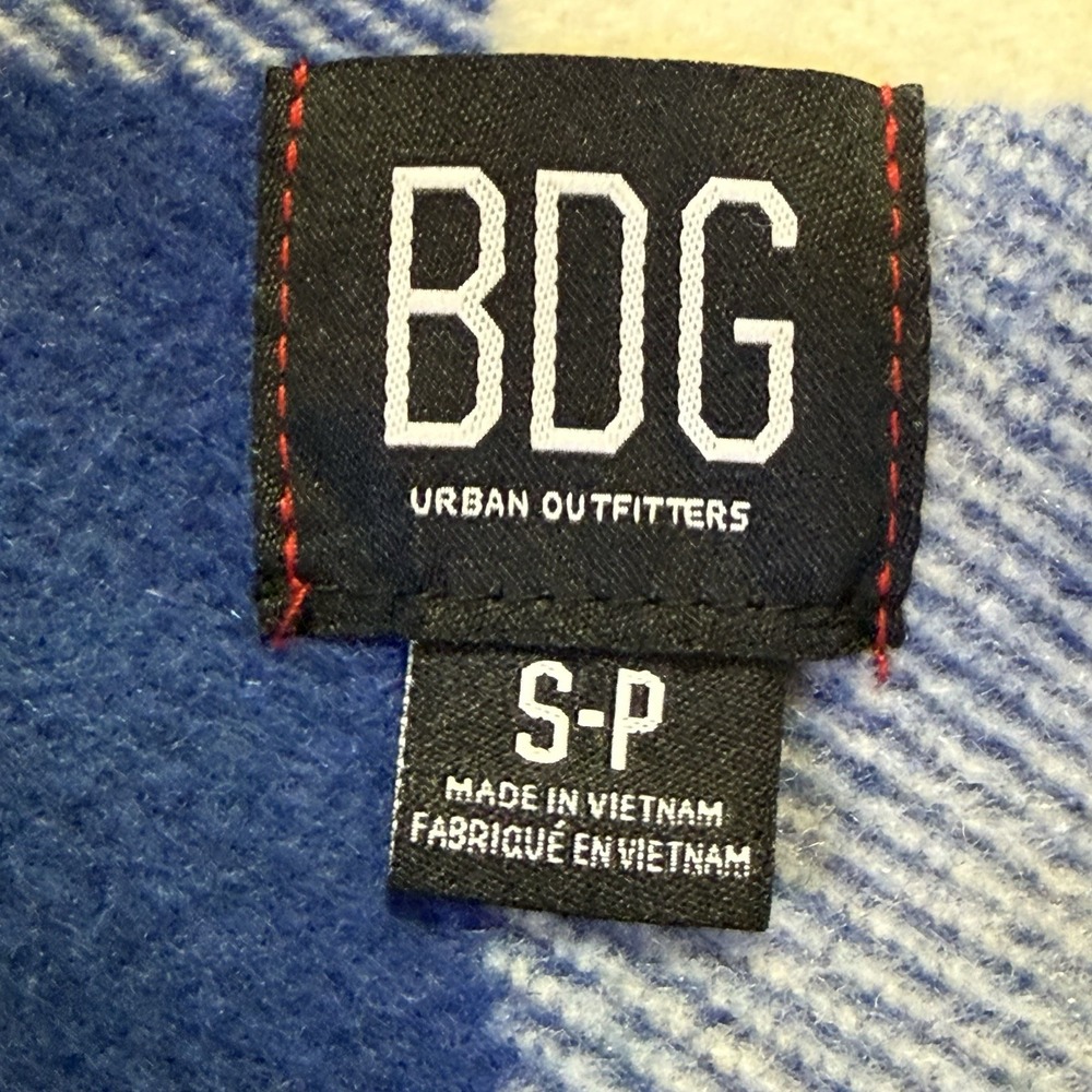 BDG Overshirt Mens Size S Blue Brushed Buffalo Plaid Long Sleeve Button‎ Down - Picture 5 of 9